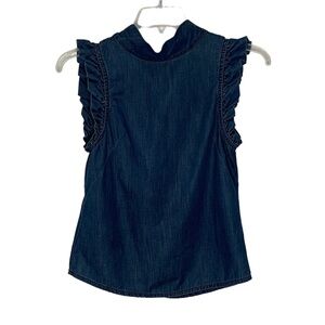 Gap 1969,‎ blue denim ruffle tank tie back,  size XS, 100% cotton